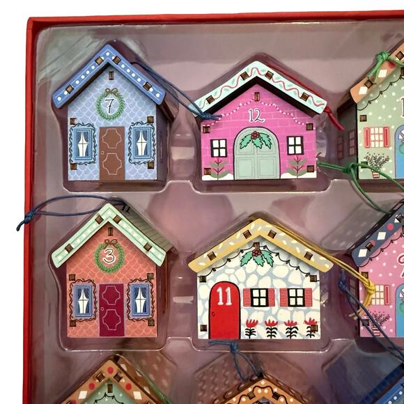 Anthropologie Winter Village Wooden Advent Calendar Ornaments Set of 24 in Box - Picture 10 of 14
